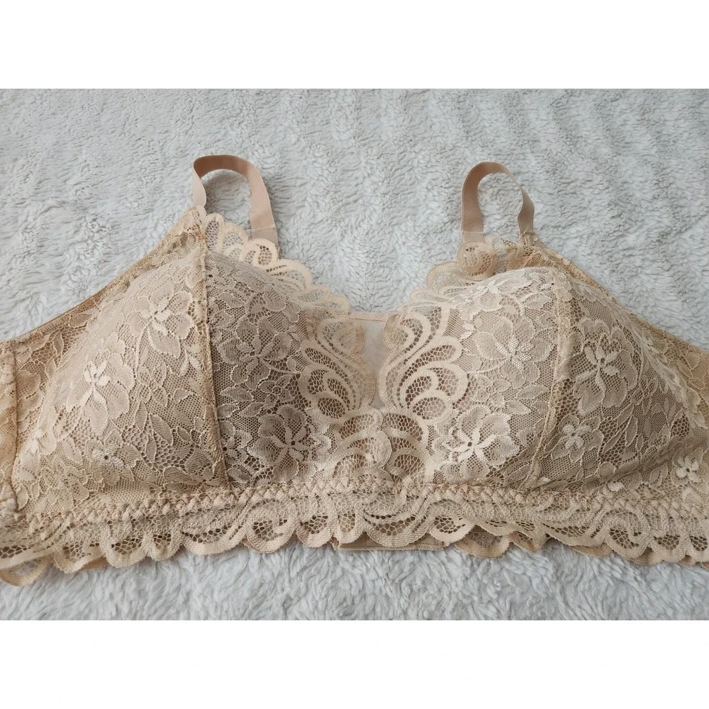 Bali Women's 2XL Beige Lace Comfort Wireless Bra Style 6591